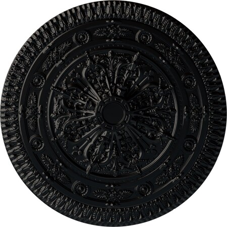 Ekena Millwork Naple Ceiling Medallion (Fits Canopies up to 3 3/8"), Hand-Painted Jet Black, 37 1/2"OD x 3 3/8"P CM37NABLF